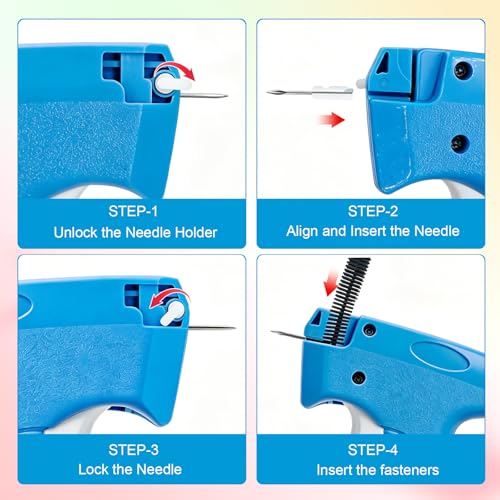 Image of Stitch Gun for Clothes, Handheld Quick Clothing Fixer | 3000 Fasteners (1000 Black /1000 White /1000 Color) + 6 Needles, for Quick Clothing Repairs, Retail Tagging, and Fabric Crafts