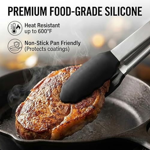 Pinzas de parrilla mini con puntas de silicona, set de 3 unidades, 7 pulgadas miniatura 6