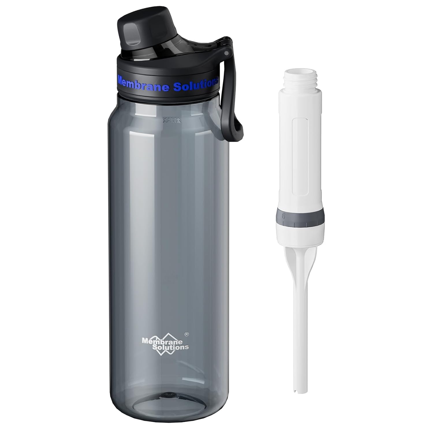 Filtered Water Bottle, Membrane Solutions C3 Water Bottle Filter with Replaceable ACFX2 Filter Cartridge, Portable Water Filter 36oz BPA-Free for Travel, Hiking & Camping Drinking use(Grey)