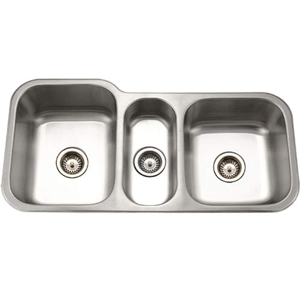 Houzer MGT-4120-1 Medallion Gourmet Series Undermount Stainless Steel Triple Bowl Kitchen Sink