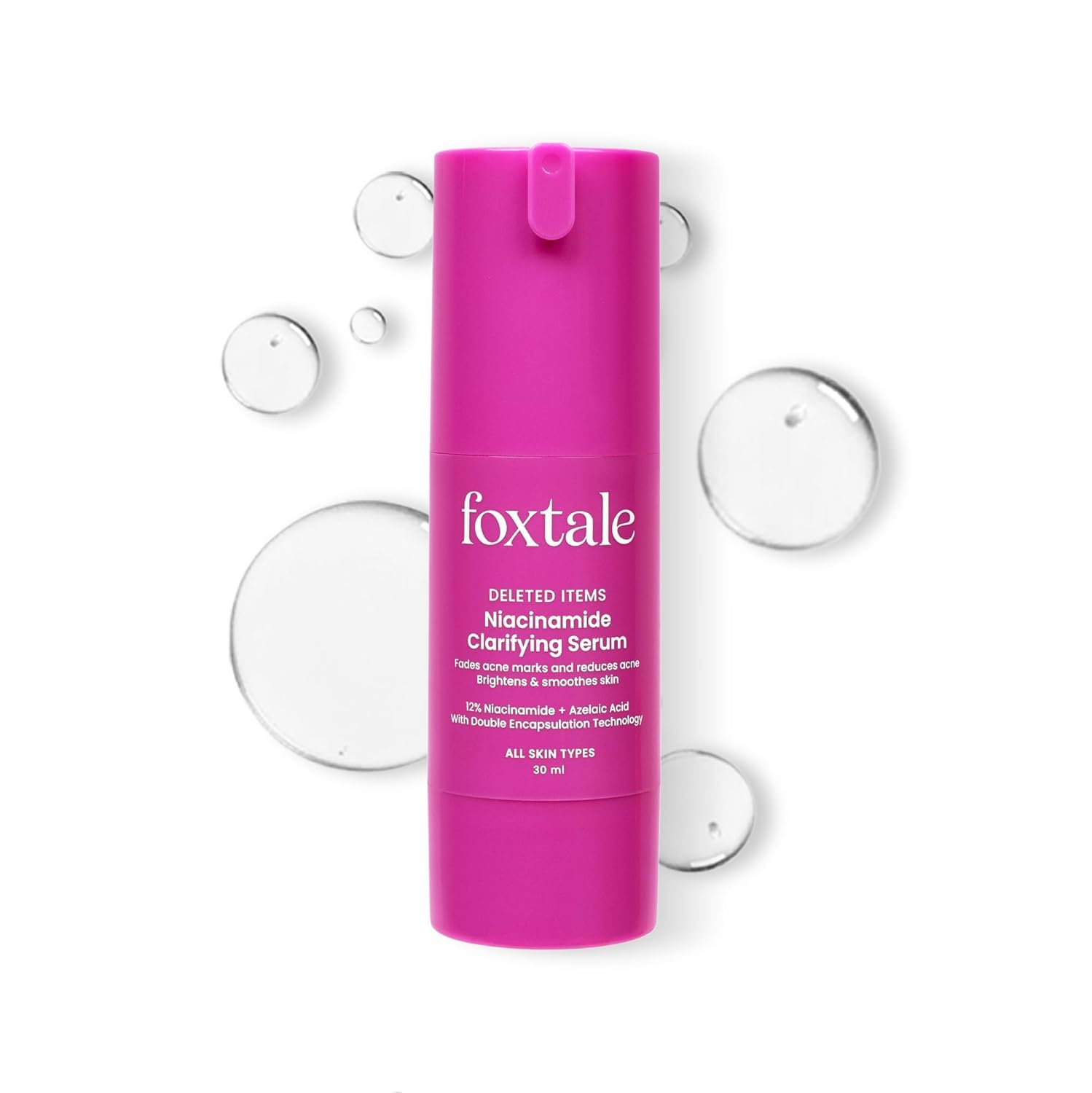 Fox-tale 12% Niacinamide Face Serum with Azelaic Acid for Oil Control & Brightening | Reduces Acne, Blemishes & Acne Marks | Brightens & Smoothens Skin | Face Serum for Women & Men | 30 ml
