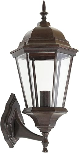 LuxenHome - Lámpara de pared de metal con acabado de cobre envejecido, 20.47 pulgadas de alto, faroles para exteriores con vidrio biselado disponible en Yaxa El Salvador
