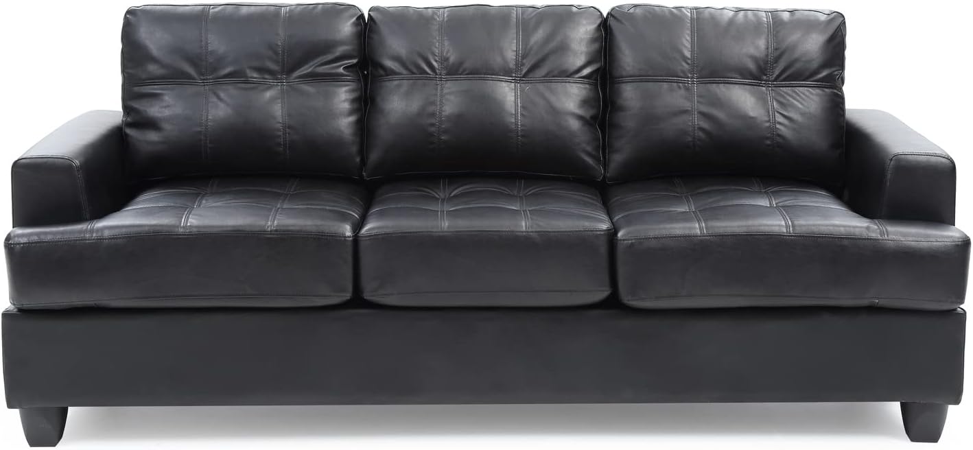HomeStock Bohemian Bliss Rectangular Button Tufted Sectional Sofa with Foam Fill Material, Track Arm Style, ComfortableTufted Seating, Black - 79" D x 34" W x 36" H