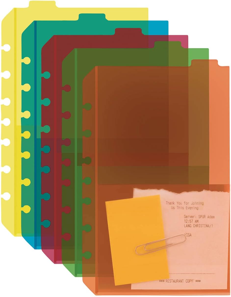 FranklinCovey - Tabbed Divider Pockets - Categorize Your Planner - Set of 5 (Classic)