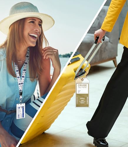 GIBOPOB 6pack Cruise Luggage Tag Holder, 3pack Cruise Lanyard for Ship Cards, for Royal Caribbean & Celebrity, Carnival, Holland, MSC, NCL, Princess etc. Cruise Essentials 2024. White+Deep blue+Red