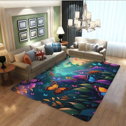 Tapete decorativo mariposa azul antideslizante 100x150 cm miniatura 4