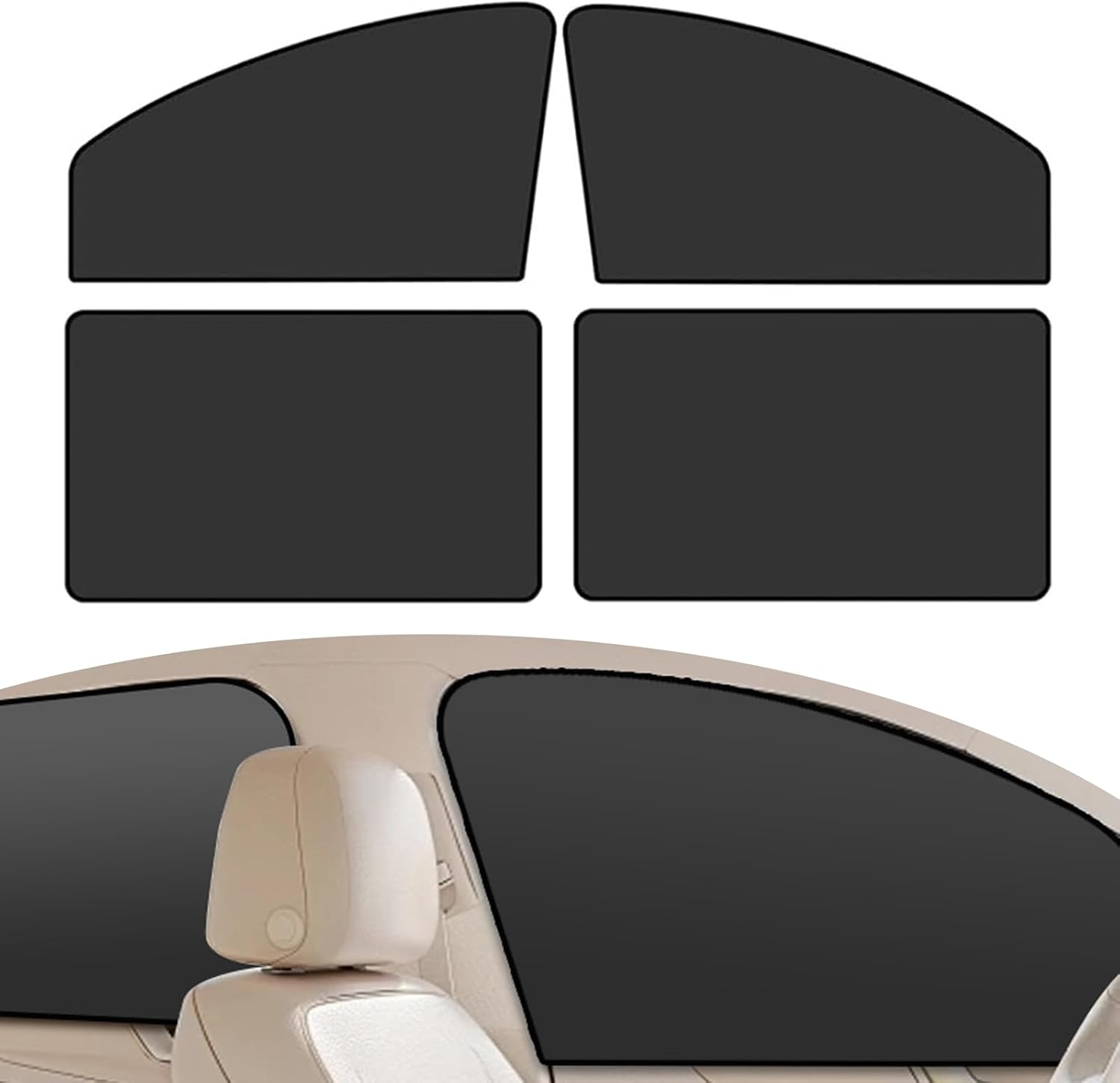 4 PCS Car Side Window Sunshade, Heat Insulation Sun Protection Window Visor, Car Privacy Protection Sunshade, Suitable for Most Cars (Black) 4 PCS Car Side Window Sunshade, Heat Insulation Sun Protection Window Visor, Car Privacy Protection Sunshade, Suitable for Most Cars (Black)