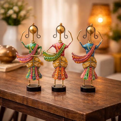 Image of CraftVatika Home Decoration Items for Living Room, Rajasthani Dancing Lady Showpiece, Aesthetic Home Decor for Living Room Tabletop Wedding Anniversary Home House Warming Gifts Bew Home