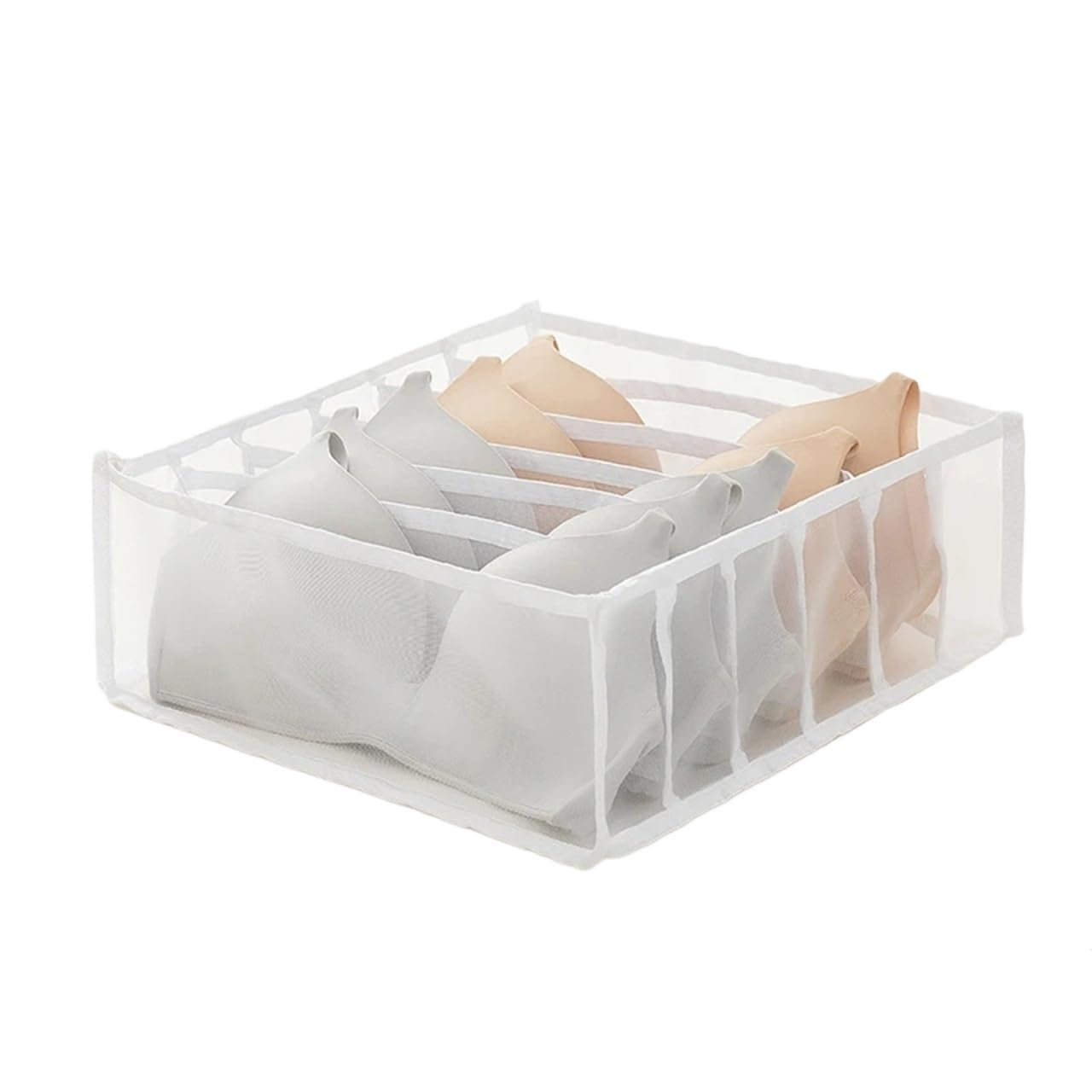 GYTTDERFL Sock Organiser Closet Organizer For Underwear Socks Home Cabinet Divider Storage Box Drawer Organizers Bra(White 6 grids)