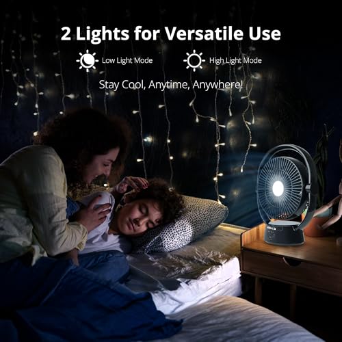 Image of IBELL Portable Table Fan Rechargeable For Home, Mini Size, High Speed, With 2 LED Light Settings, 3 Speed Modes, USB Charging, High Speed (Black)