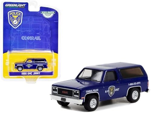 Miniatura 2 de ModelToyCars 1990 GMC Jimmy - Conrail Police K-9 Unit, azul oscuro - Greenlight 3033248-164 escala coche fundido a troquel