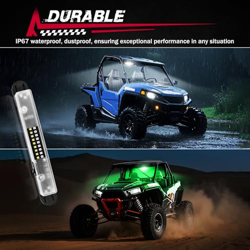 Image of UTV Interior Dome Light with Switch, FASTCHOY AUTO Roll Bar Cage Mount Dome Light Battery Powered Universal Roll Bar Mount Lights for UTV ATV Side by Side Can-Am Polaris RZR - White /Green