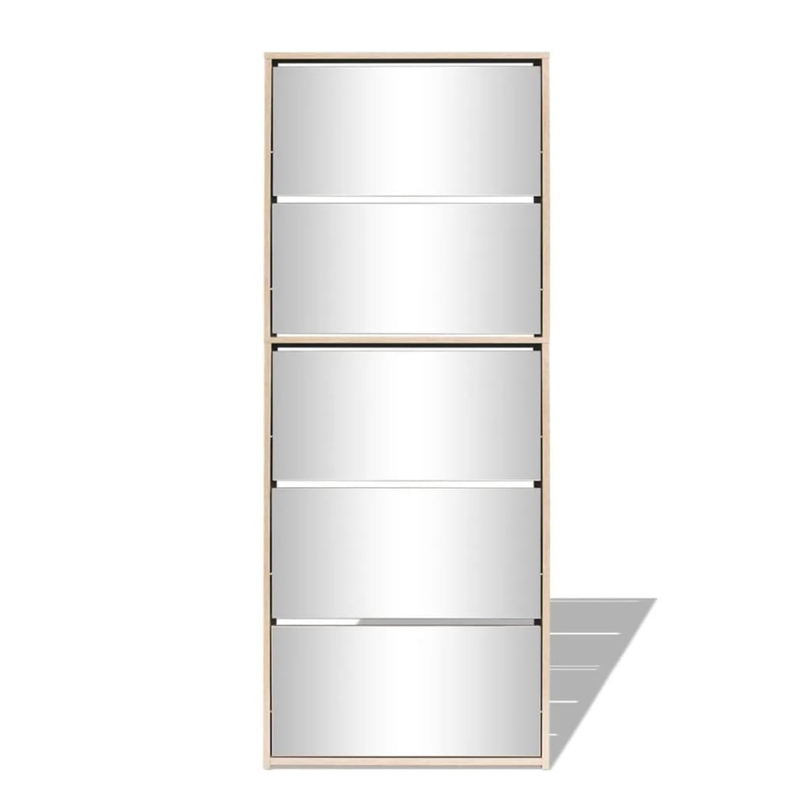 LAPOOH Scarpiera a 5 Strati Con Specchio Rovere 63x17x169,5 cm, Salvaspazio, Ingresso, Armadio