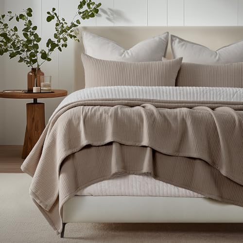 EverGrace Cotton Gauze Matelassé Coverlet Set, Queen Size, Mocha Brown by EverGrace - Used condition - Image 6