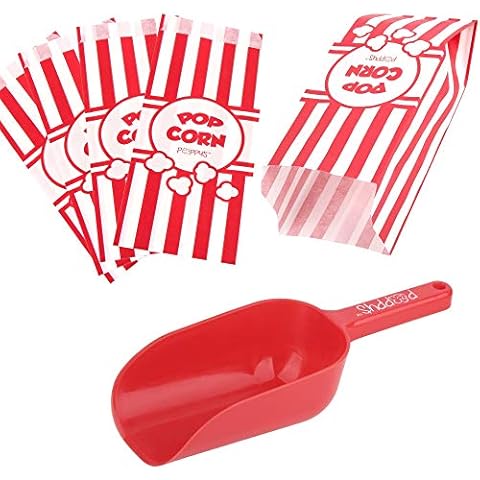 Poppy's Carnival Style Popcorn Bags and Popcorn Scoop Bundle - Poppy's Scoop and 200 1 oz Paper Carnival Style Popcorn Bags Cover