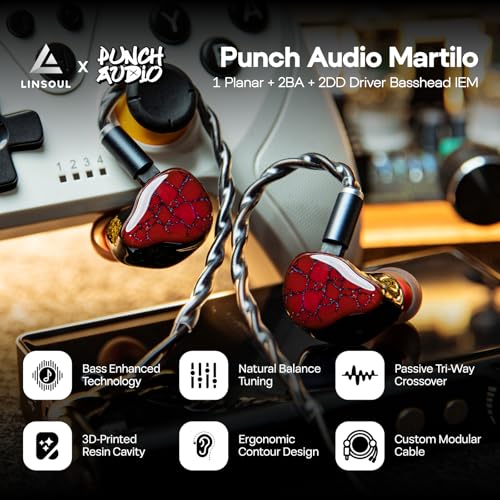 Image of Linsoul Punch Audio Martilo in Ear Monitor, 1 Planar + 2BA + 2DD Hybrid Driver Basshead IEM Earphones, HiFi Wired Earbuds, with Precision Detail for EDM Hip-Hop Monitoring
