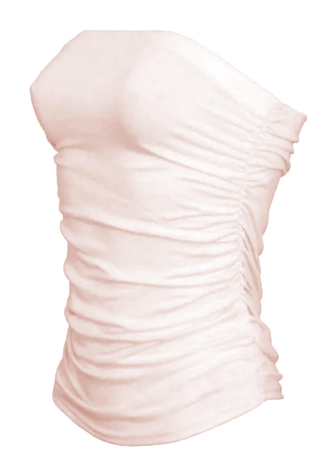 Riddled With Style Women's Peach Bandeau Strapless Boob Tube Top Side Ruched Crop Everyday Wear Plain Bra