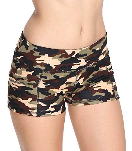 Sarriben Running Shorts, Women's Workout Stretch Active Non See-Through Yoga Booty Short Pants with Pocket Yellow Camo XL Sarriben Running Shorts, Women's Workout Stretch Active Non See-Through Yoga Booty Short Pants with Pocket Yellow Camo XL