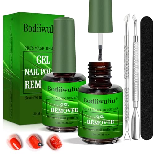 2 Pièces 15ml Dissolvant Vernis Semi Permanent, Vernis Semi Permanent Remover, Gel Nail Polish Remover, Avec Lime à Ongles Et Nail Cuticle Pusher, Pour Salons De...