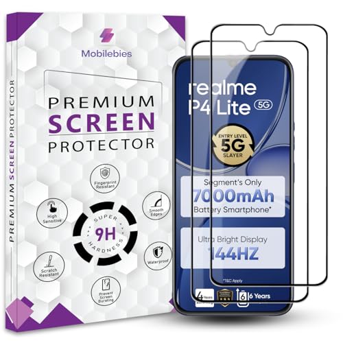 Image of Premium Tempered Glass Screen Protector Guard For Realme P4 Lite 5G (6.8 Inch, Pack of 2) | Edge to Edge Coverage With Easy to installation kit