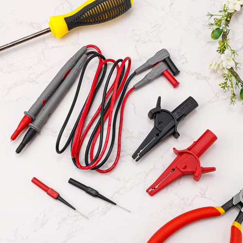 Image of 6pcs Multimeter Automotive Test Leads Kit, Banana Plug Test Leads Hook with Needle Probe, Meter Leads Kit with 4mm Alligator Clips & Wire Piercing Probe Clip Part for Fluke Multimeter Testing