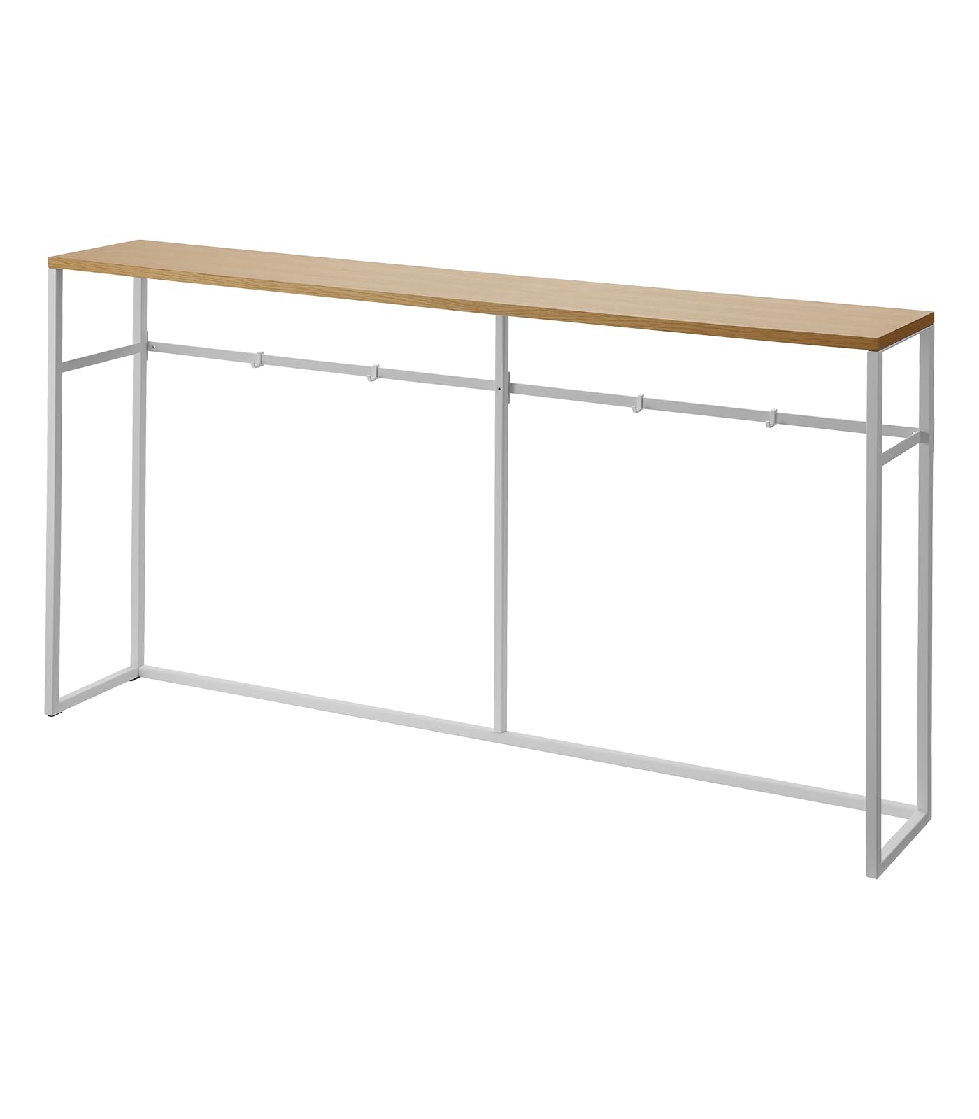 yamazaki home long console entryway or hallways, narrow behnd sofa table with wooden top | steel, ?w126×d20.5×h65cm, white