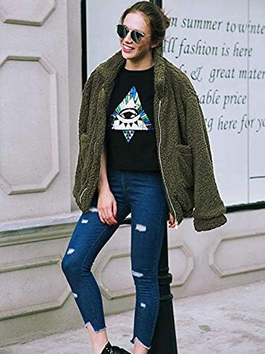 Comeon Women's Coat Casual Lapel Fleece Fuzzy Faux Shearling Zipper Coats Warm Winter Oversized Outwear Jackets - Image 2