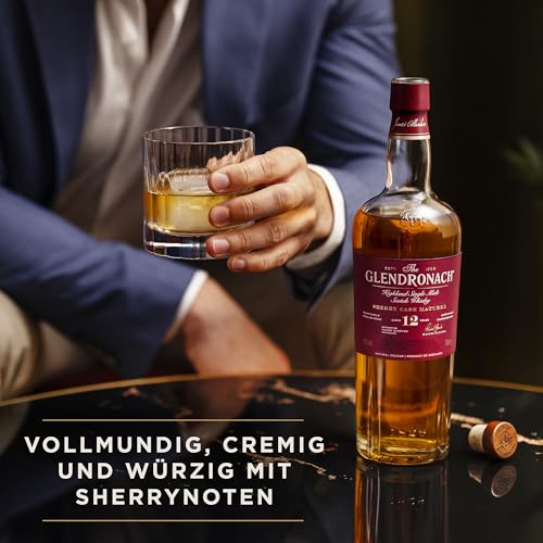 The Glendronach 12 Jahre - Premium Single Malt Whisky - Geschenkempfehlung - Vollmundig, cremig und würzig mit Sherrynoten - 0.7L/43 Prozent Vol