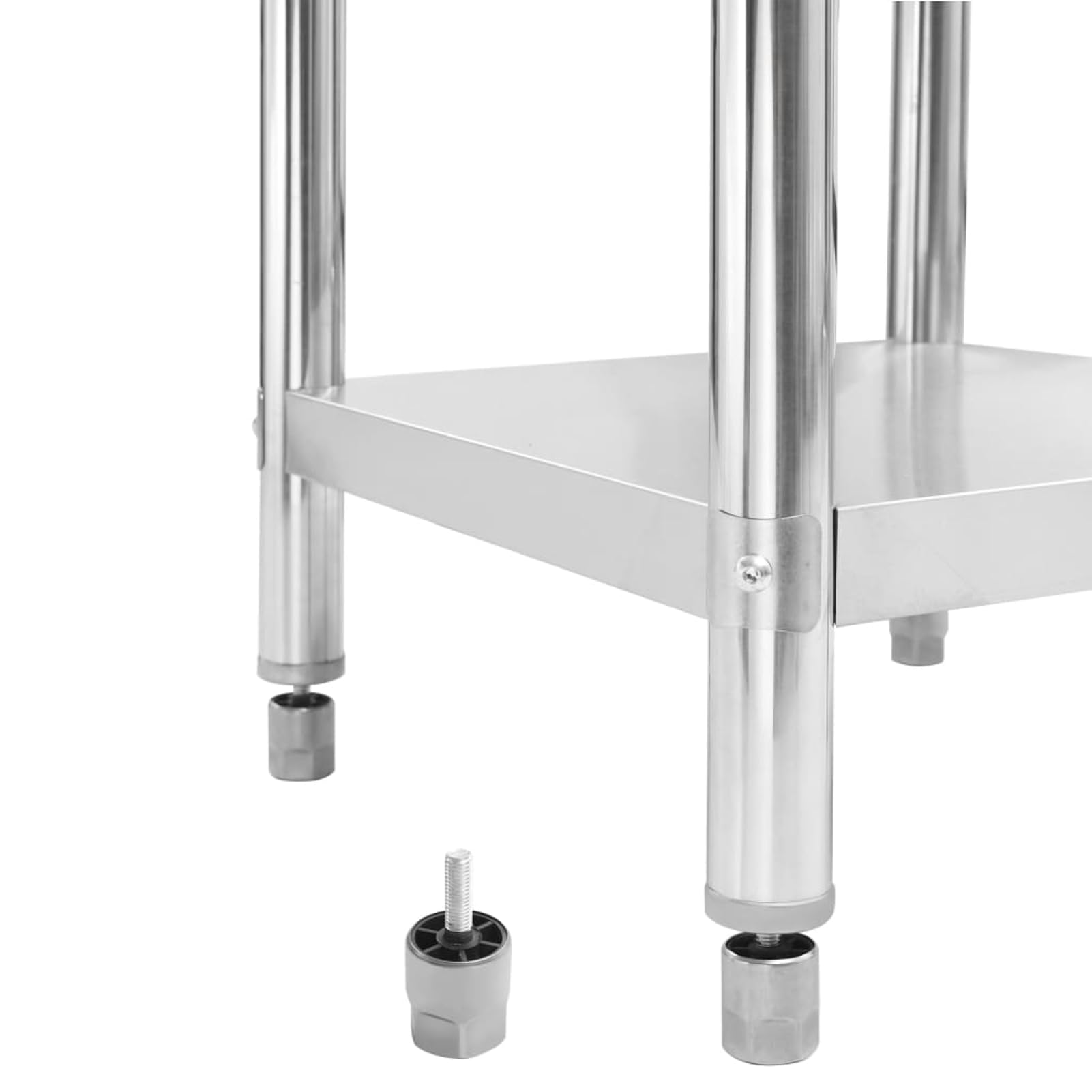 Mesa de Trabajo de Acero Inoxidable con Estante Inferior y Patas Antideslizantes - 80x60x85 cm