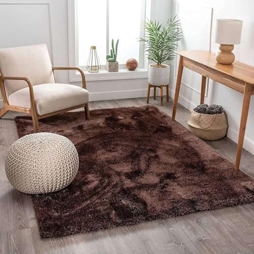 Image of Handcrafted Microfiber Chiku Shaggy Carpet 3x3 Feet Square with Thick Soft Plush Pile, Anti Slip Backing, Ideal for Living Room, Bedroom, Hall and Home Interior Decoration