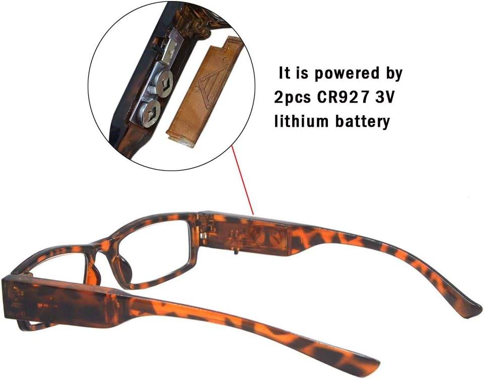 Bright LED Readers with Lights Reading Glasses Lighted Magnifier Nighttime Reader Compact Full Frame Eyewear Clear Vision Unisex Clear Vision Lighted Eye Glasses