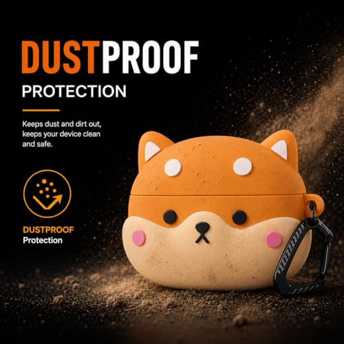 Image of Anvique Silicone Case Cover for Oneplus Nord Buds 4 Pro, Scratch Resistance, Shock Absorption, with Premium Carabiner (ShibaDog Cartoon)