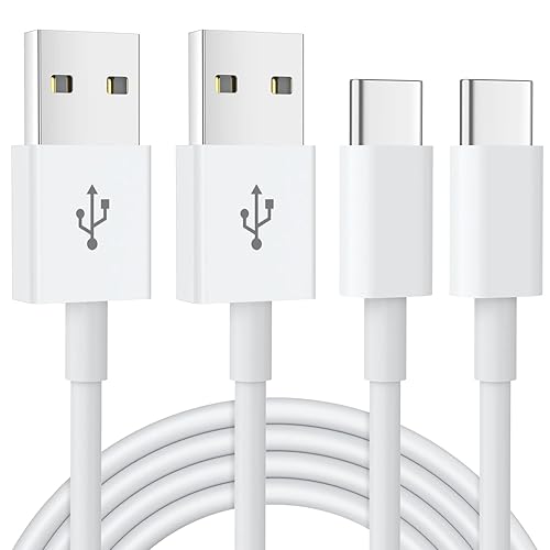 USB C Kabel [ 2Stück 1M ] iPhone 15 Carplay Kabel, USB A auf USB C Kabel Schnellladung für iPhone 16 15 Pro, Samsung Galaxy A55 A53 S24 S23 S22 S21 S20, Google Pixel, Hawei, PS5 Typ C Ladekabel - 2P1M - Weiß