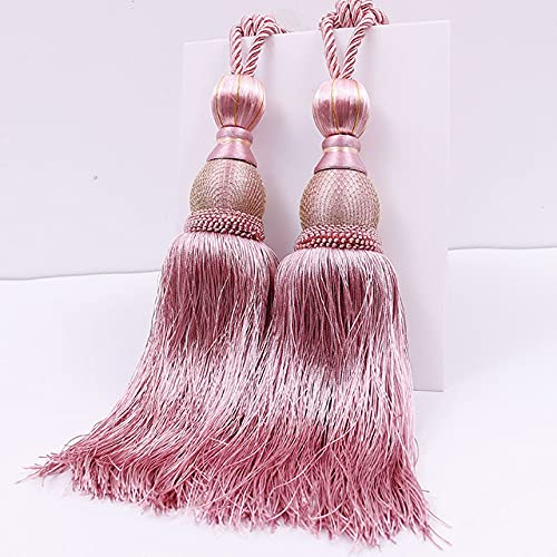 Meetee 1 Paire (2 pièces) 77 cm Rideau Gland Embrasse Pendentif Accessoires Porte-Balle Ceinture Suspendue pour la décoration intérieure TF001-caoutchouc Rose