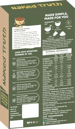 Image of Naked Truth Millet Noodles Combo Pack of 3 | No Maida Veg Hakka Noodles | High Fiber Healthy Noodles | Non-Fried Ready to Cook (Ragi + Foxtail Millet + Pearl Millet Noodles) | No MSG /Preservatives