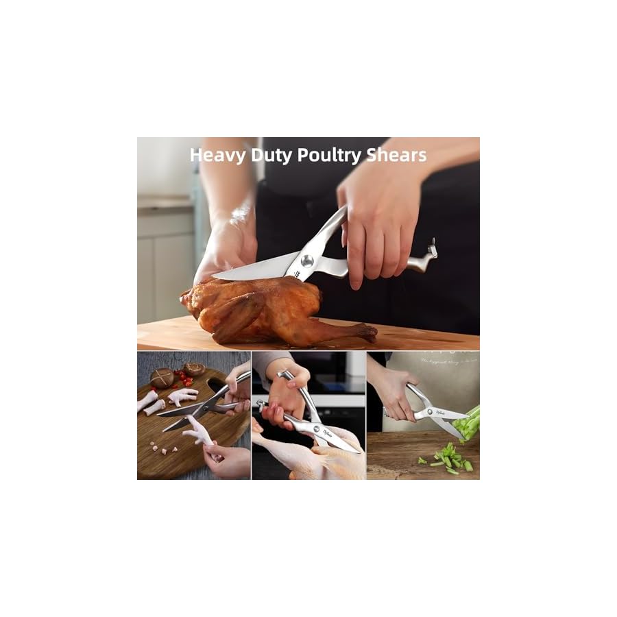 Knife Sets for Kitchen with Block, Bifixia 16 Pcs Knife Block Set with Built-in Sharpener, High Carbon Stainless Steel Knife Block Sets with Extra 6 Pcs Forks, Dishwasher Safe, Anti-slip Handle