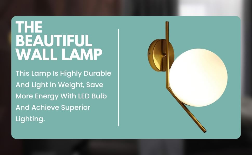 Image of WOKE Metal Modern Globe Shape Sconces E27 Holder Led Decorative Wall Decore Lamp for Living Room and Dining Hall (Down L Without Bulb) 78941, Gold