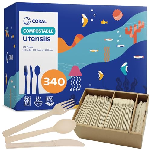 CORAL 340 Piece Compostable Silverware Set