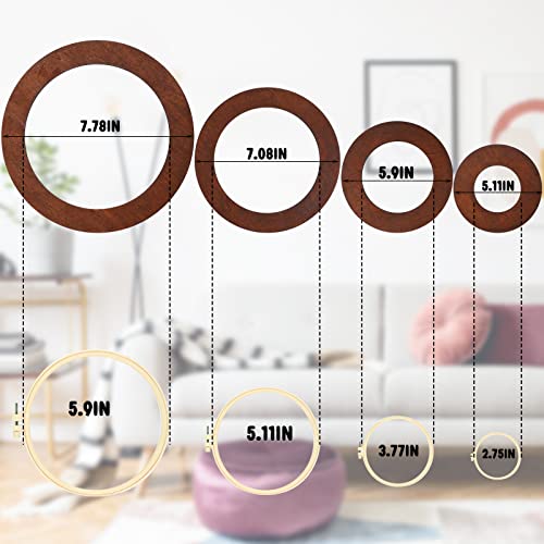 4 Pcs Wood Embroidery Hoop Frame,3-6 Inch Round Embroidery Hoops Wood Display Frame For Finished Cross Stitch Hoop Frame Or Embroidery Hoop Art Ornaments #TOP3