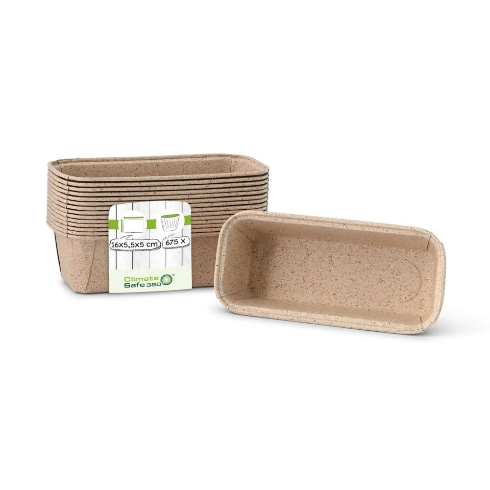 GREENBOX - Kakaopapier-Backformen 16 x 5,5 x 5 cm, rechteckig, braun, 675 St.