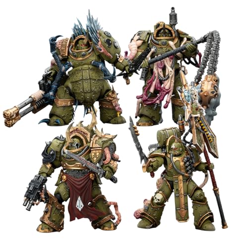 Image of JOYTOY Death Guard 1 /18 Action Figure Warhammer 40K - Death Guard Deathshroud Terminator (1 /2 /3) & Plague Marine Icon Bearer 4PCS Collectible Model Birhtday Gifts 15Age+