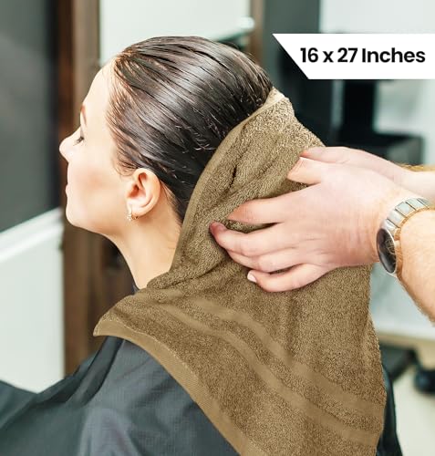 Image of Utopia Towels Cotton Bleach Proof Salon Towel 16 by 27 inches, Bleach Safe 100% Cotton Hand Towel for Gym, 24 Pack, Camel