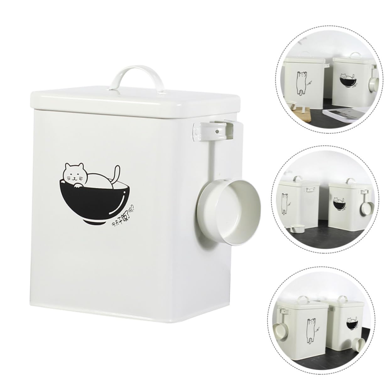 NUOBESTY Caja Hermética de Metal para Comida de Mascotas en Color Blanco