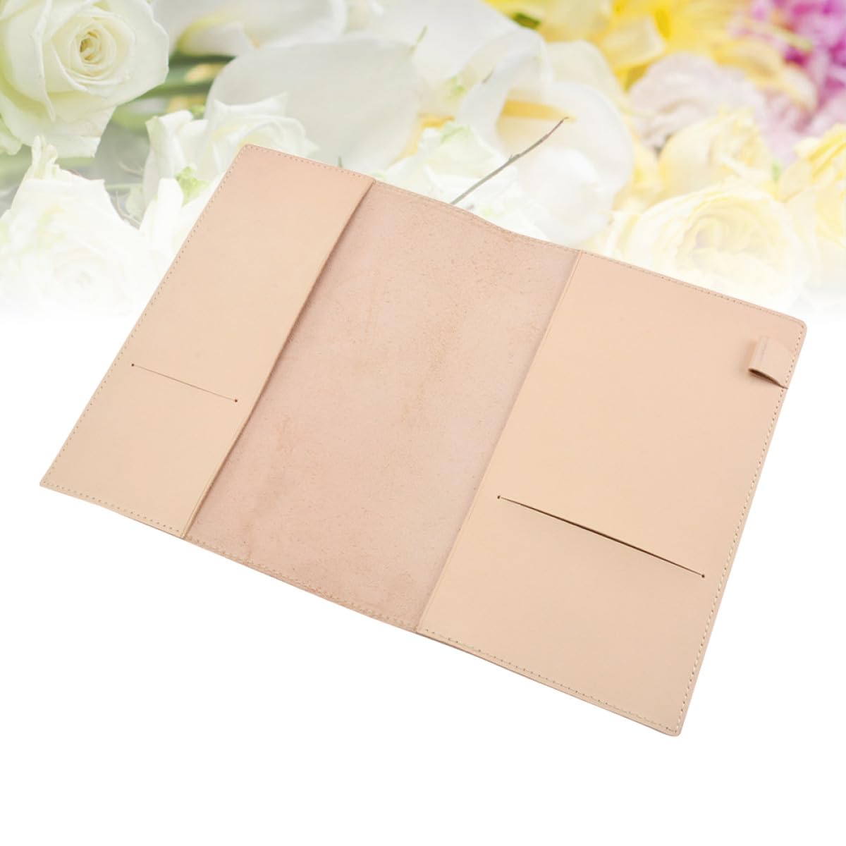 Homoyoyo Funda para Cuaderno A5 de Cuero Genuino Vegetal, Cubierta Protectora Color Natural, Ranuras y Bolsillos Interiores, Adecuado para Papelería, Oficina y Uso Escolar