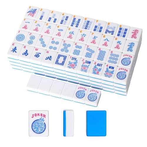 GUSTARIA American Mahjong Tiles (1.2”,Tiles Only), 166 Pcs American Mahjong Tile Set with Blue Color