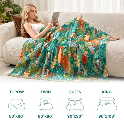 Image of MSGKV Throw Blanket 60 inchx80 inch Cotton Tiger Twin Blanket for Couch Sofa Bed