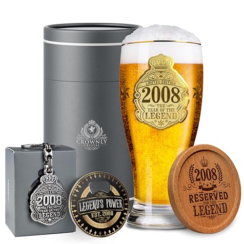 CROWNLY CRYSTAL® 2008 Regalo 18 Cumpleaños Copas Personalizadas 570 ml Regalo Personalizado para Hombre Decoración 18 Años