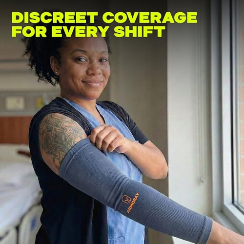Image of ARMORAY Arm Sleeves for Men or Women - Compression Warmers to Cover Tattoo - for Basketball Golf Running Football Cycling or Sun Protection