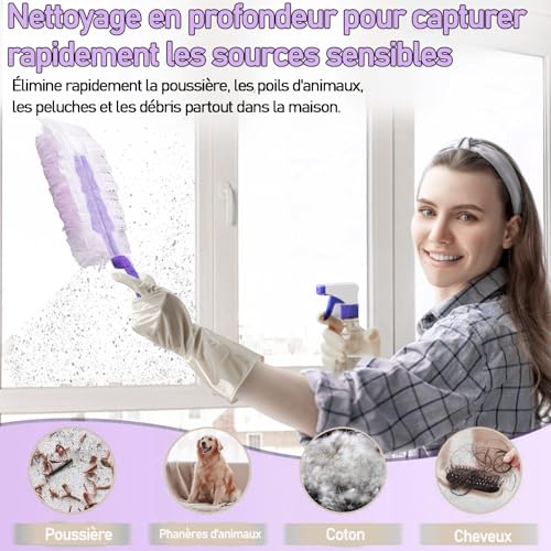 Robuste Rotatoren-Staubentferner-Garnitur - 20 einseitige Staubwisch-Auflagen mit 1 Griff - 180° Design mit 4X Mikrofaser - ungelochter Einweg-Staubentferner zur Reinigung