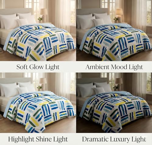 Image of VAS COLLECTIONS Cloud Cotton Reversible AC Comforter for Double Bed | Super Soft 220 GSM Quilt /Duvet /Dohar | Lightweight All-Season Comforter | 88 x 90 Inches (1 Piece) (Blue, White, Yellow)